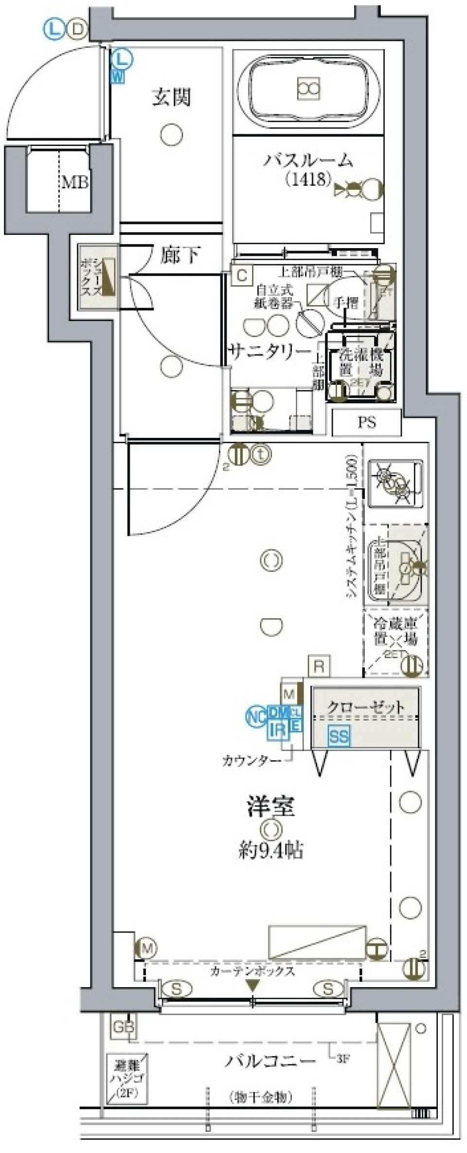 クレヴィスタ中野落合　２０１号室［ペット可］の間取り図