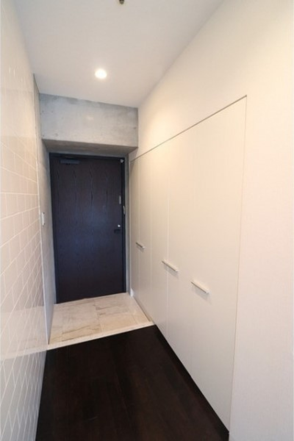 壁に馴染んだクローゼットとシューズボックス