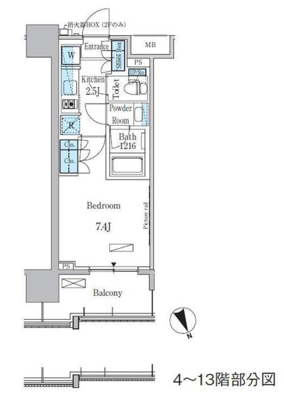 パークアクシス浅草・田原町　702号室［ペット可］の間取り図