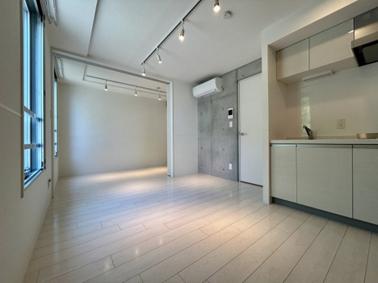 DKと寝室間の扉を開けておくと、広めワンルーム的に使えます