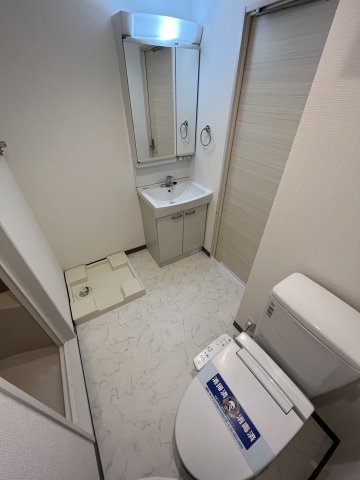 サニタリーはひとまとめ。脱衣スペース広めに取ってありますね