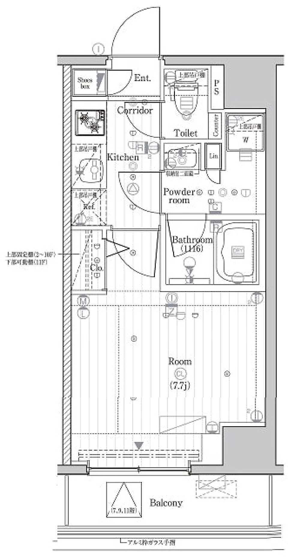 プレミアムキューブＧ市谷甲良町　1003号室［ペット可］の間取り図