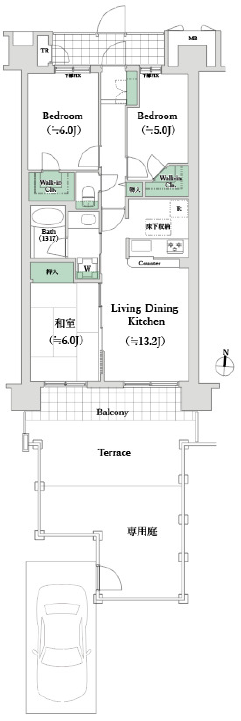 ビー・シティ キャナルウイング棟　１階［ペット可］の間取り図
