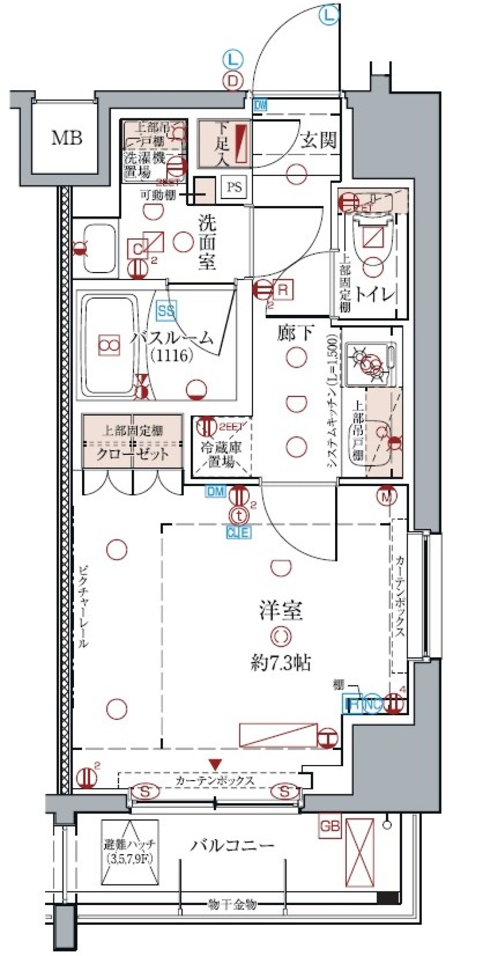 クレヴィスタ亀戸Ⅲ　８０７号室［ペット可］の間取り図