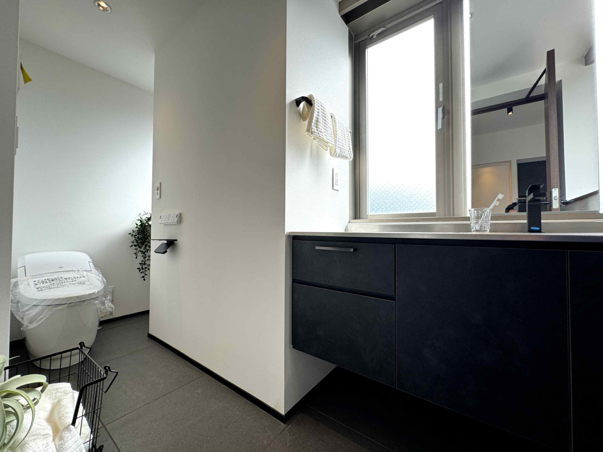 洗面スペースも広い