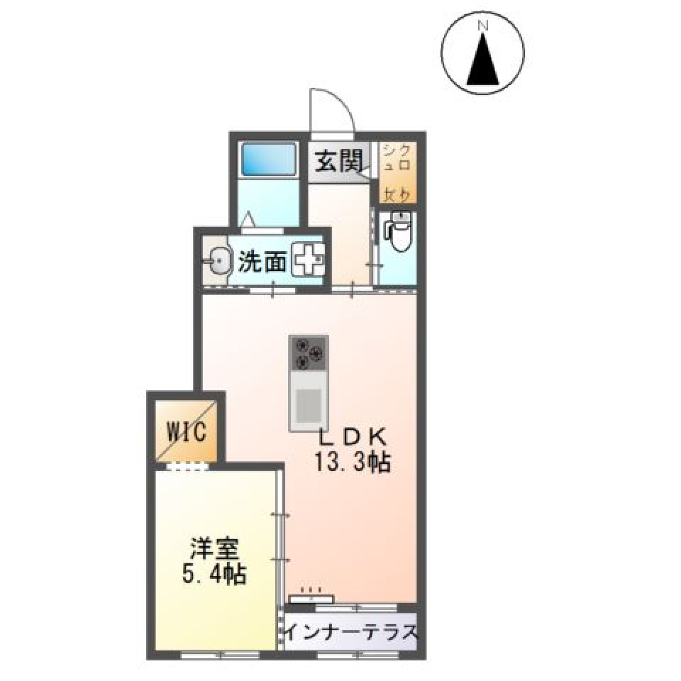 シンプルに、おしゃれに［ペット可］の間取り図