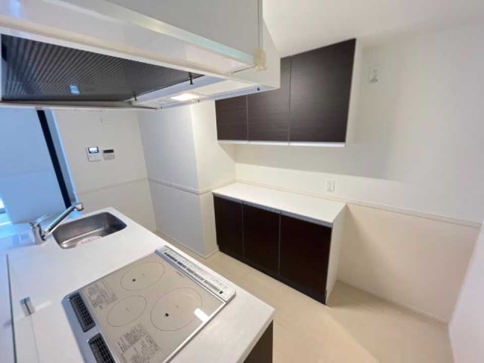 背後には収納棚もあります