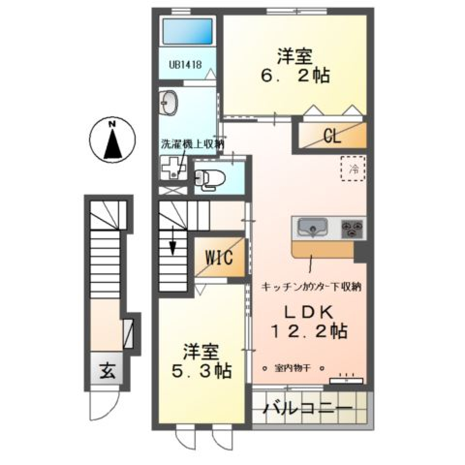 家族団らんの２LDKの間取り図
