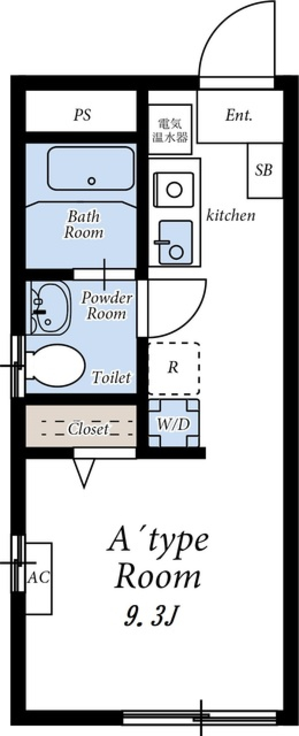 ＶＥＮＴＶＥＲＴ　ＴＡＫＩＮＯＧＡＷＡ　304号室の間取り図