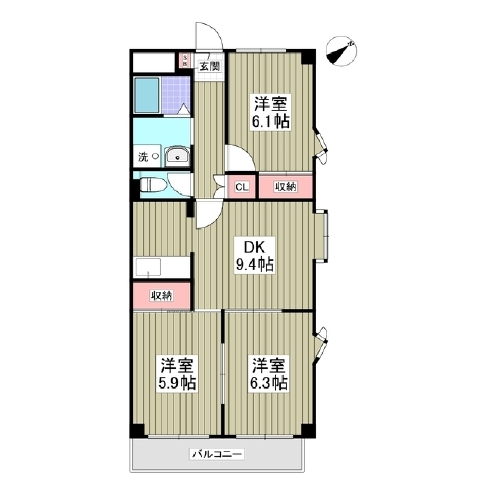 トゥイナーハウス　303号室の間取り図