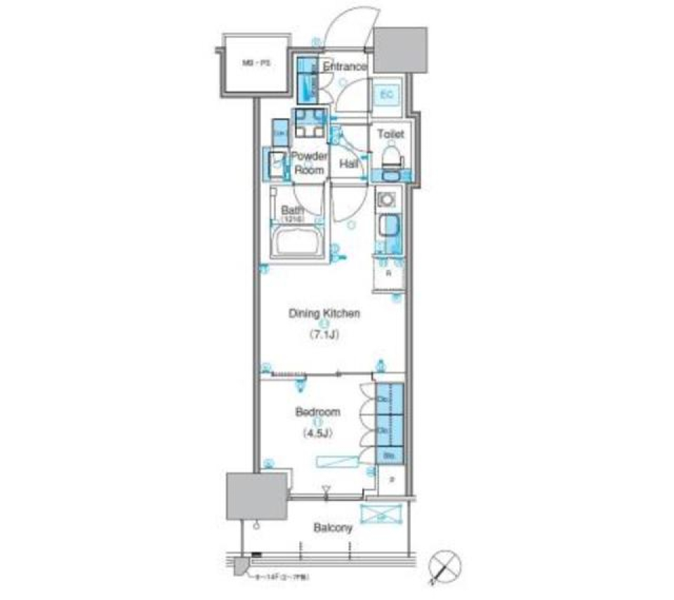 パークアクシス豊洲キャナル　421号室［ペット可］の間取り図