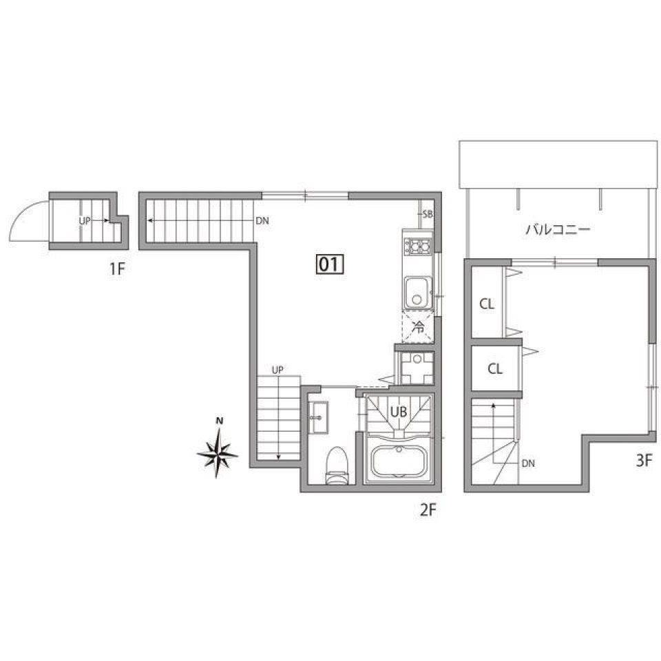 グランエッグス落合　01号室の間取り図