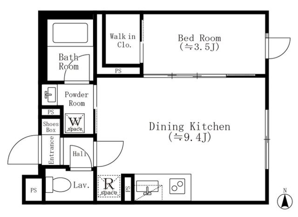 ウェルスクエアイズム恵比寿ＥＡＳＴ　403号室の間取り図