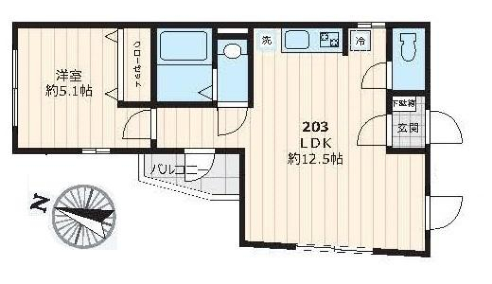 ボウ　ベルズ　ハウス笹塚　203号室の間取り図