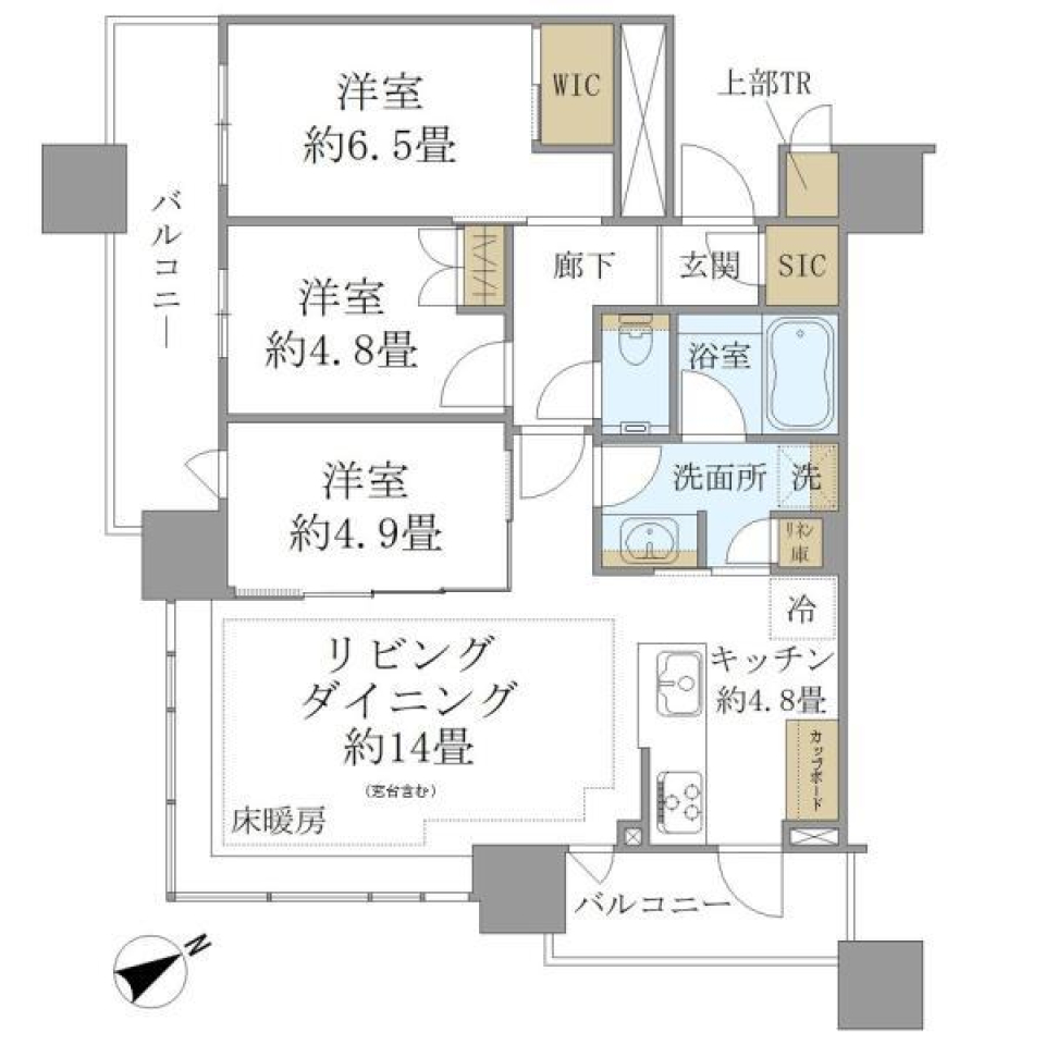 ＢｒｉｌｌｉａＴｏｗｅｒｓ目黒サウスレジデンス2507号室の間取り図