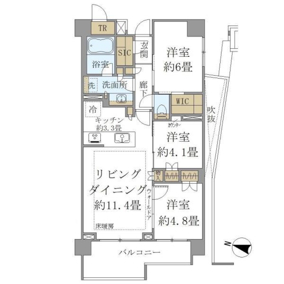Ｂｒｉｌｌｉａ大島Ｐａｒｋｓｉｄｅ　406号室の間取り図