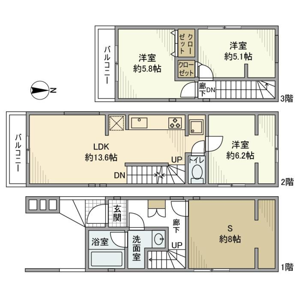 大井戸建の間取り図