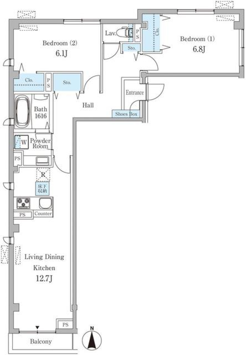Ｂｌｏｍｍｏｒ西麻布　201号室の間取り図