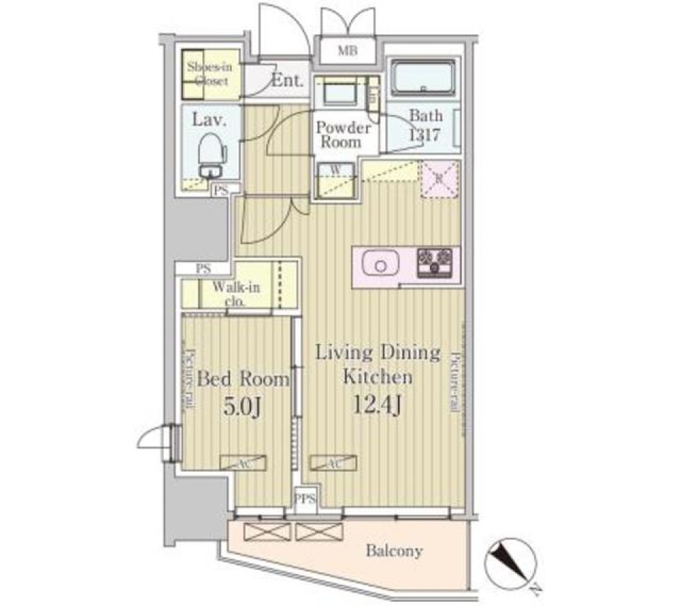 パークアクシス御茶ノ水　1105号室の間取り図