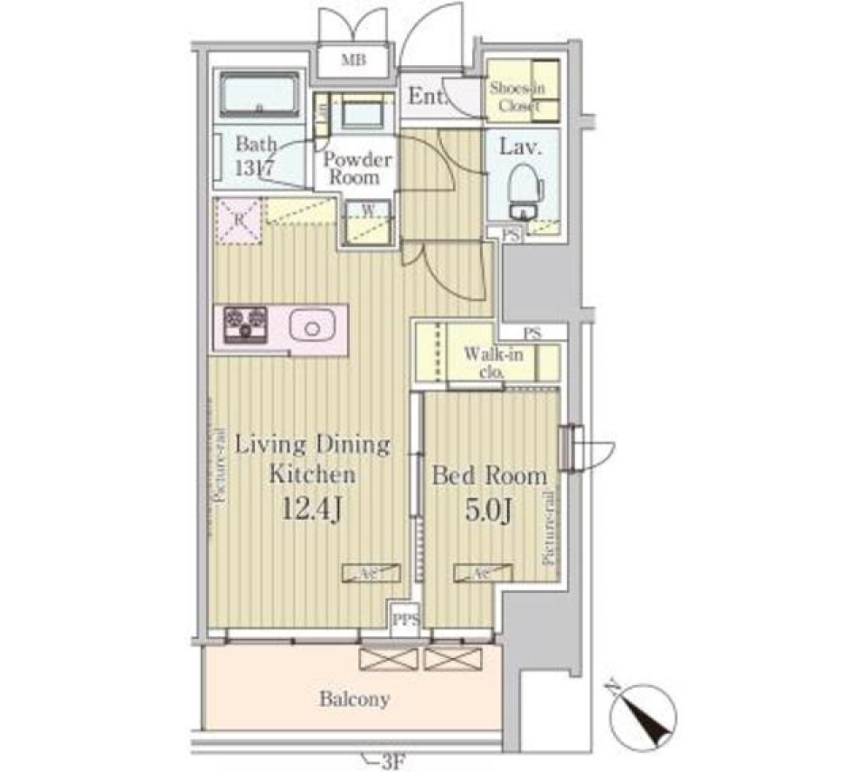 パークアクシス御茶ノ水　1304号室の間取り図