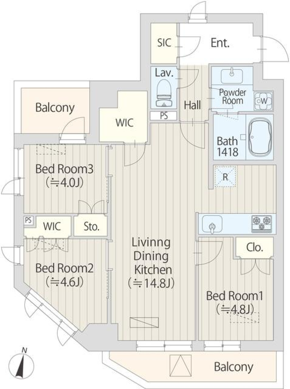 ファレール笹塚Ⅱ　401号室の間取り図