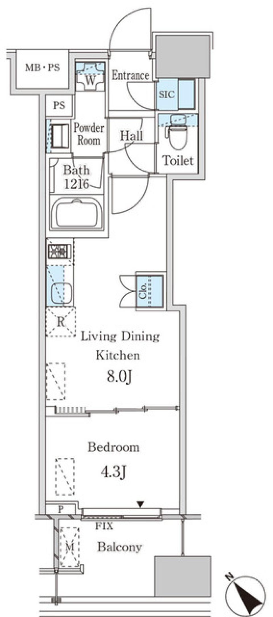 レガシス中目黒　705号室［ペット可］の間取り図
