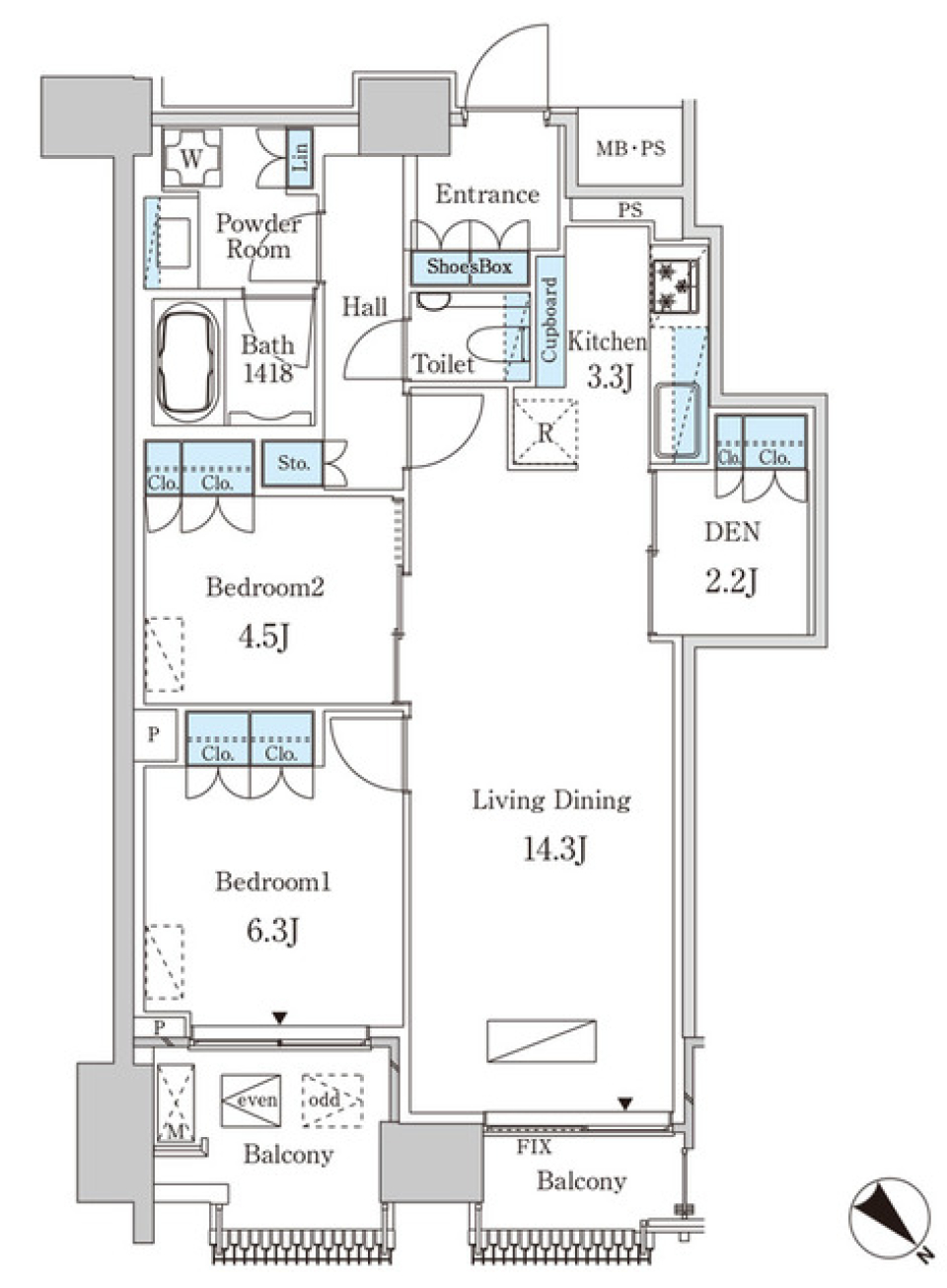 レガシス中目黒　1306号室［ペット可］の間取り図