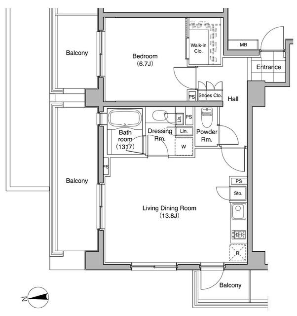 コートレアル三田綱町　404号室の間取り図