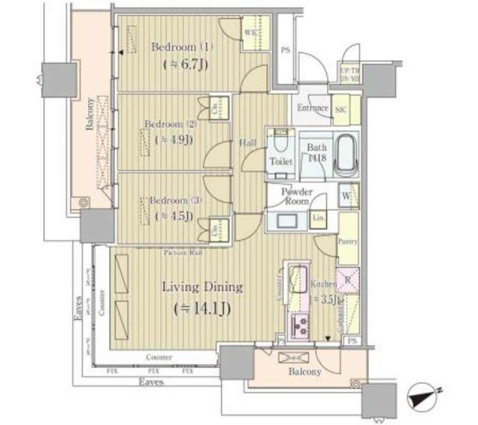 Ｂｒｉｌｌｉａ　Ｔｏｗｅｒｓ目黒　サウスレジデンスの間取り図