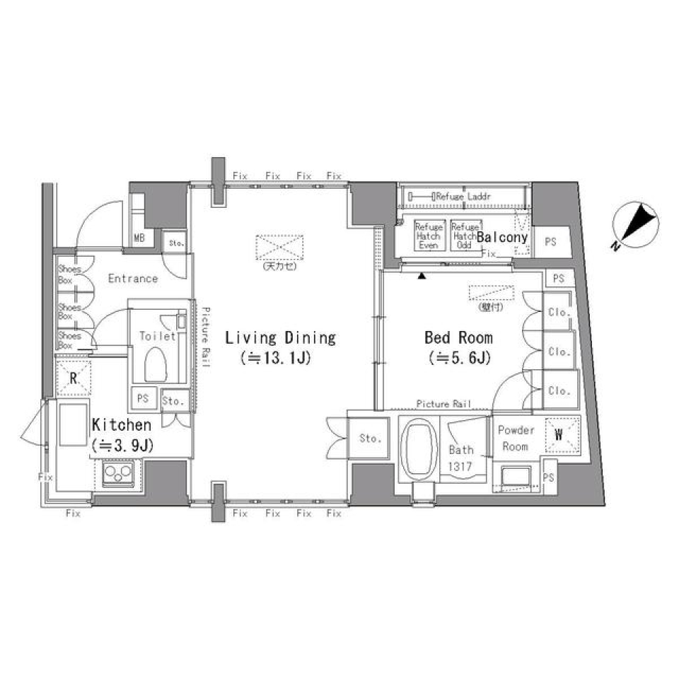 六本木エムケイアートレジデンス　212号室の間取り図