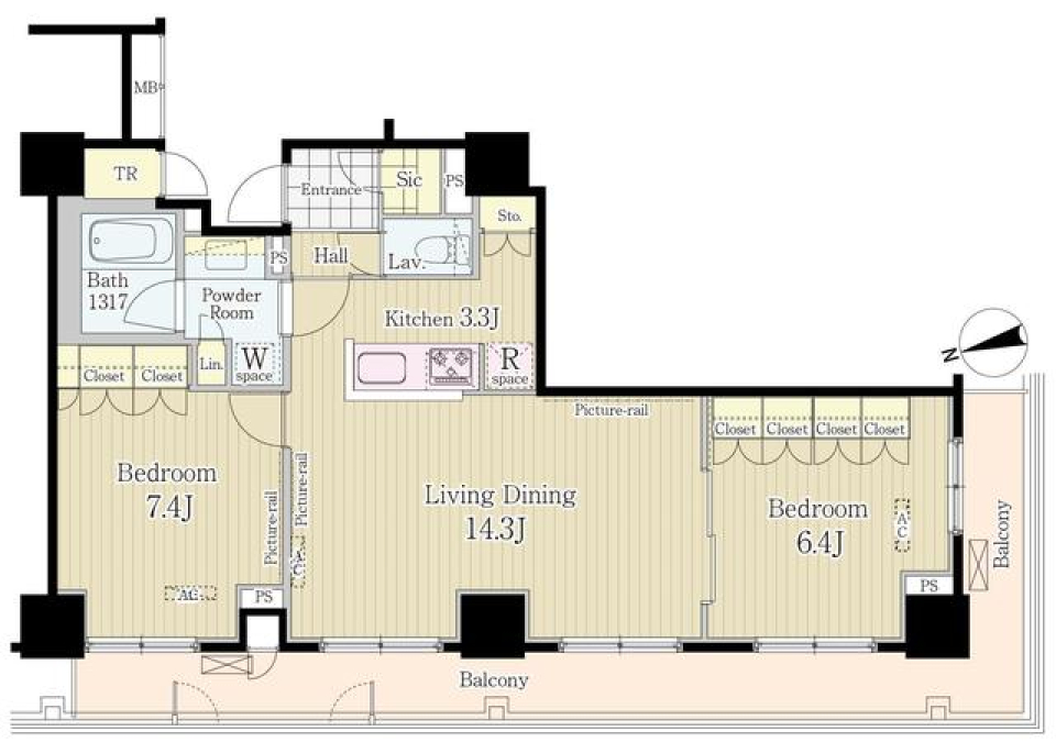 パーク・アヴェニュー神南　407号室の間取り図