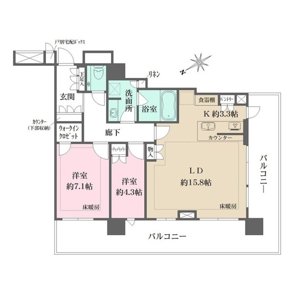 ザ・パークハウス戸越公園タワー　2105号室［ペット可］の間取り図
