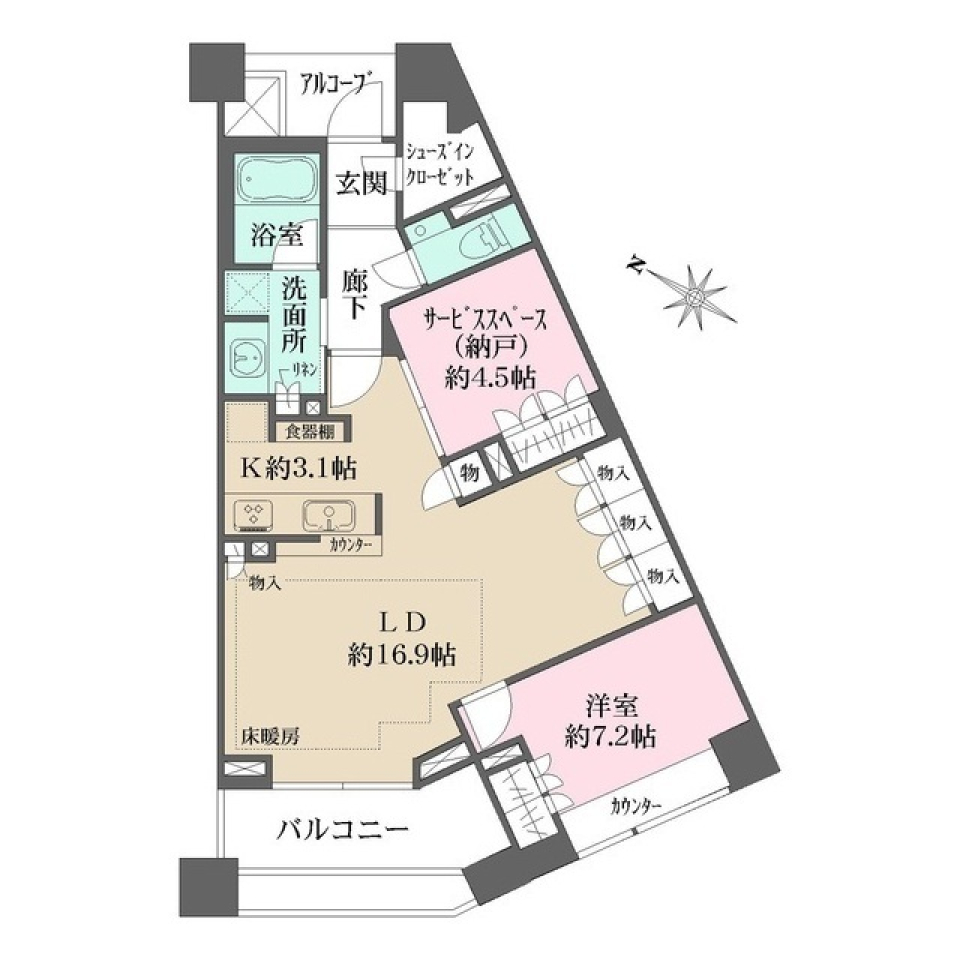 パークハウス東中野リヴゴーシュ　706号室の間取り図