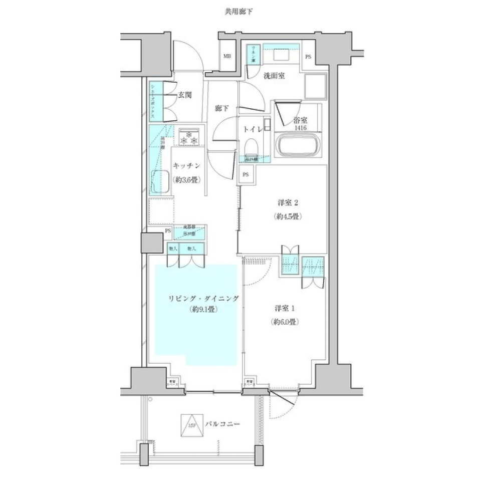 ザ・パークハウス早稲田　605号室［ペット可］の間取り図