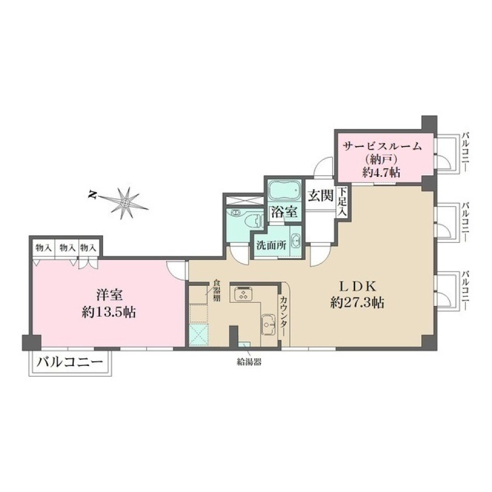赤坂七番館　401号室の間取り図
