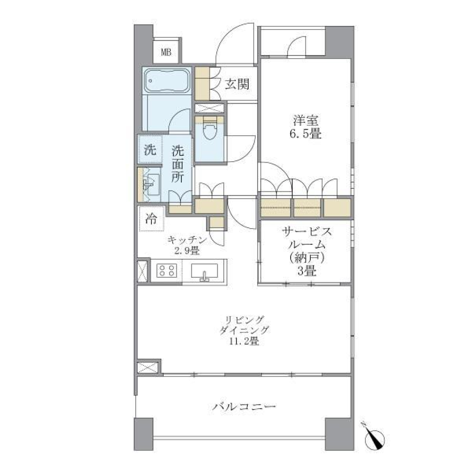 アパートメンツ三田 1103号室の間取り図