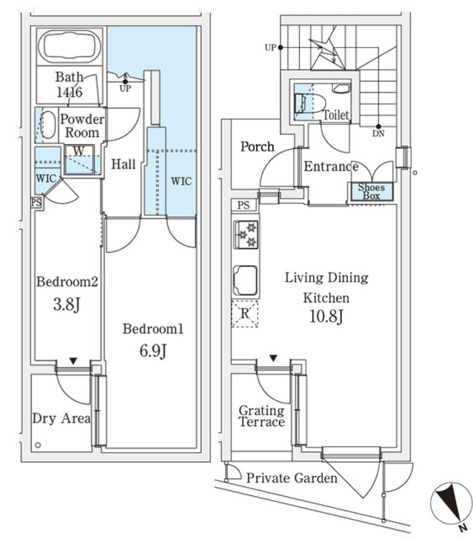 ＡＧＲＡＴＩＯ　ＴＥＲＲＡＣＥ　恵比寿　111号室［ペット可］の間取り図