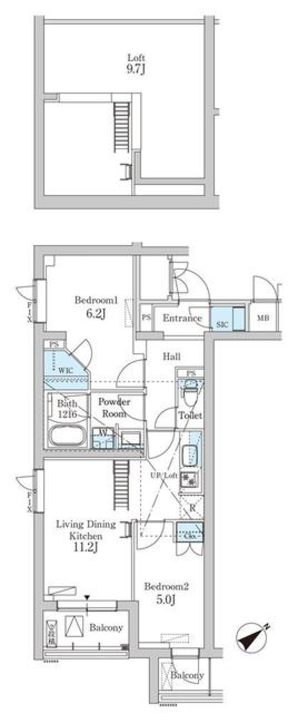 パークアクシス北千束ＭＯＣＸＩＯＮ　404号室の間取り図