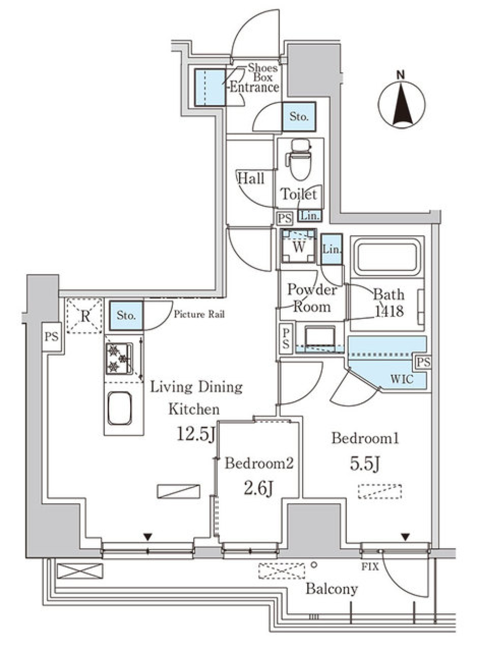 パークアクシス浅草田原町ガーデン　605号室［ペット可］の間取り図
