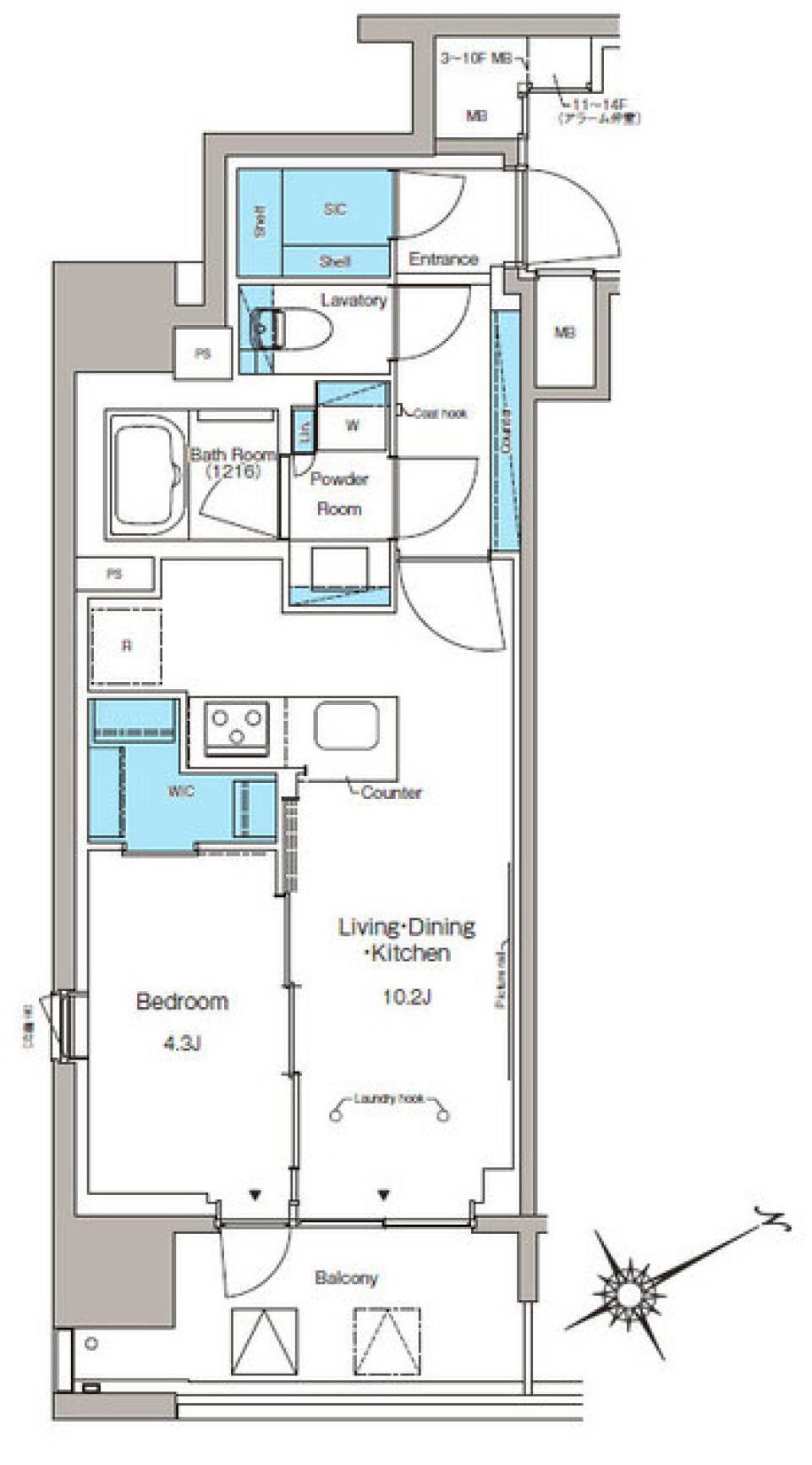 ルフォンプログレ蔵前プレミア　301号室の間取り図