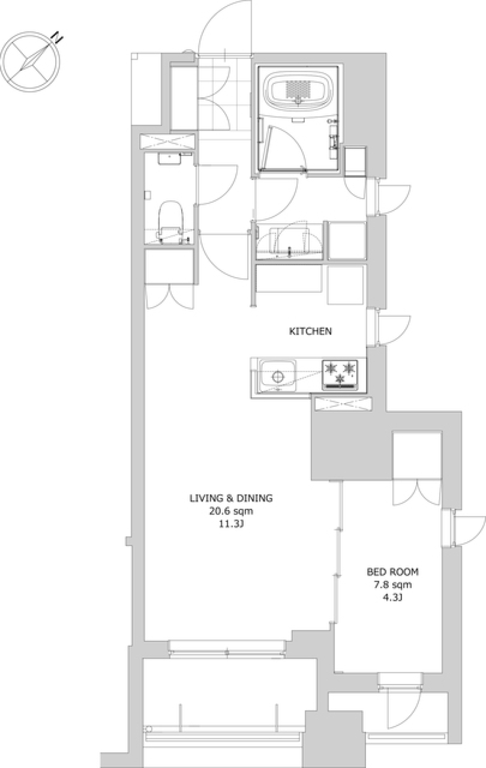 ディームス日本橋水天宮　706号室［ペット可］の間取り図