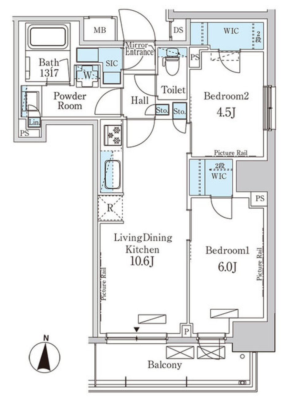 パークアクシス錦糸公園　1107号室［ペット可］の間取り図