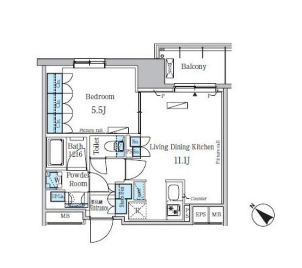 パークアクシス東日本橋ステーションゲート　806号室［ペット可］の間取り図