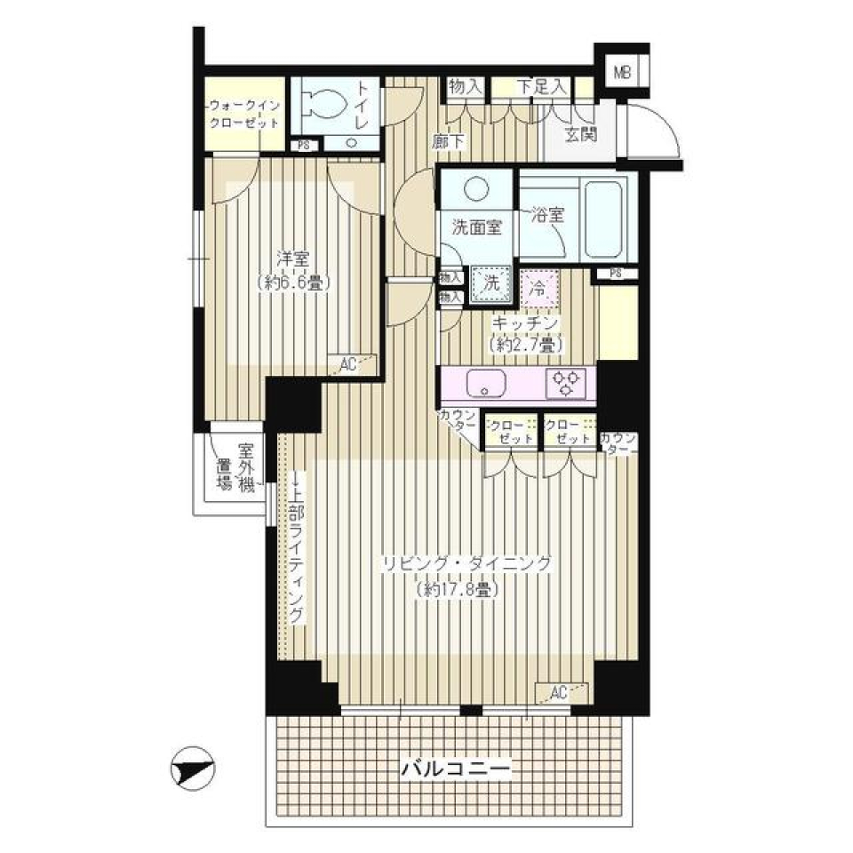 サンクタス広尾常磐松ウエストコート　４０２号室の間取り図