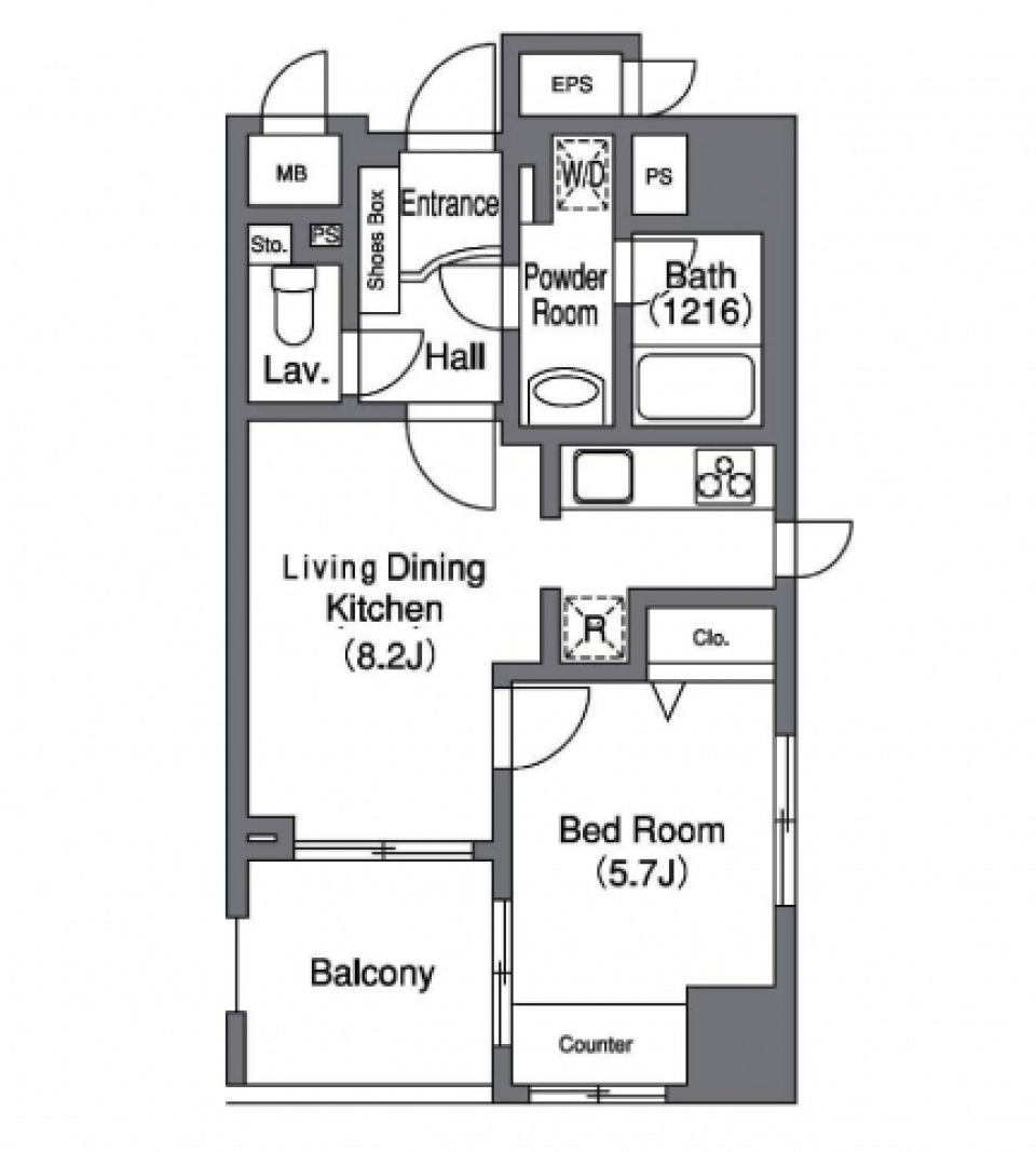 プライムアーバン中目黒Ⅱ801号室の間取り図