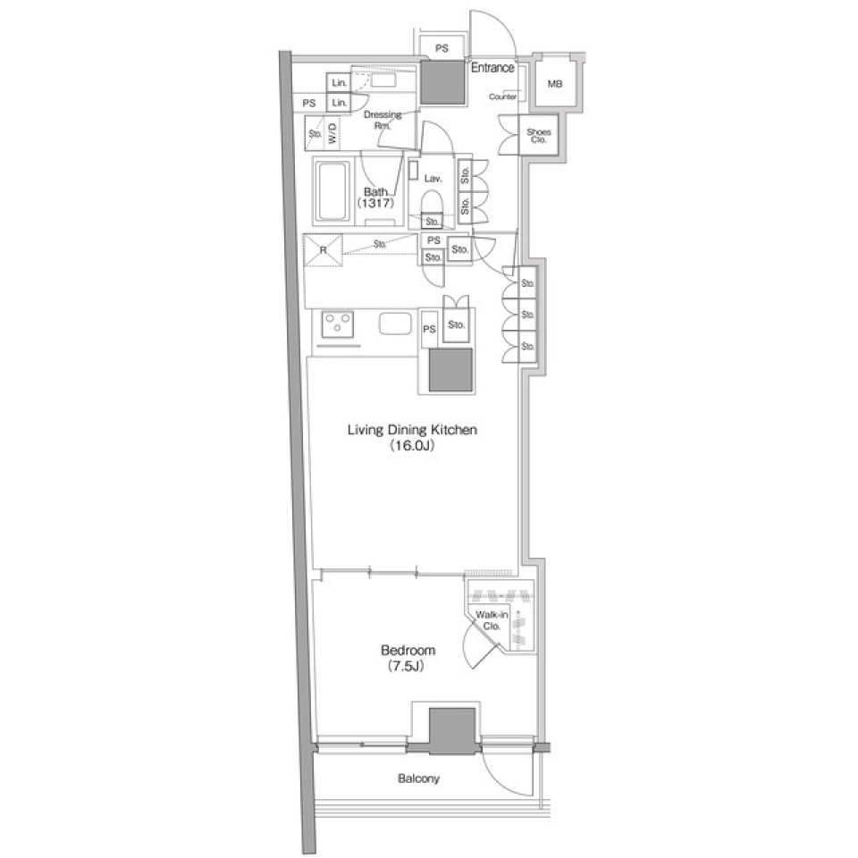 ザ・パークハビオ小石川　103号室の間取り図