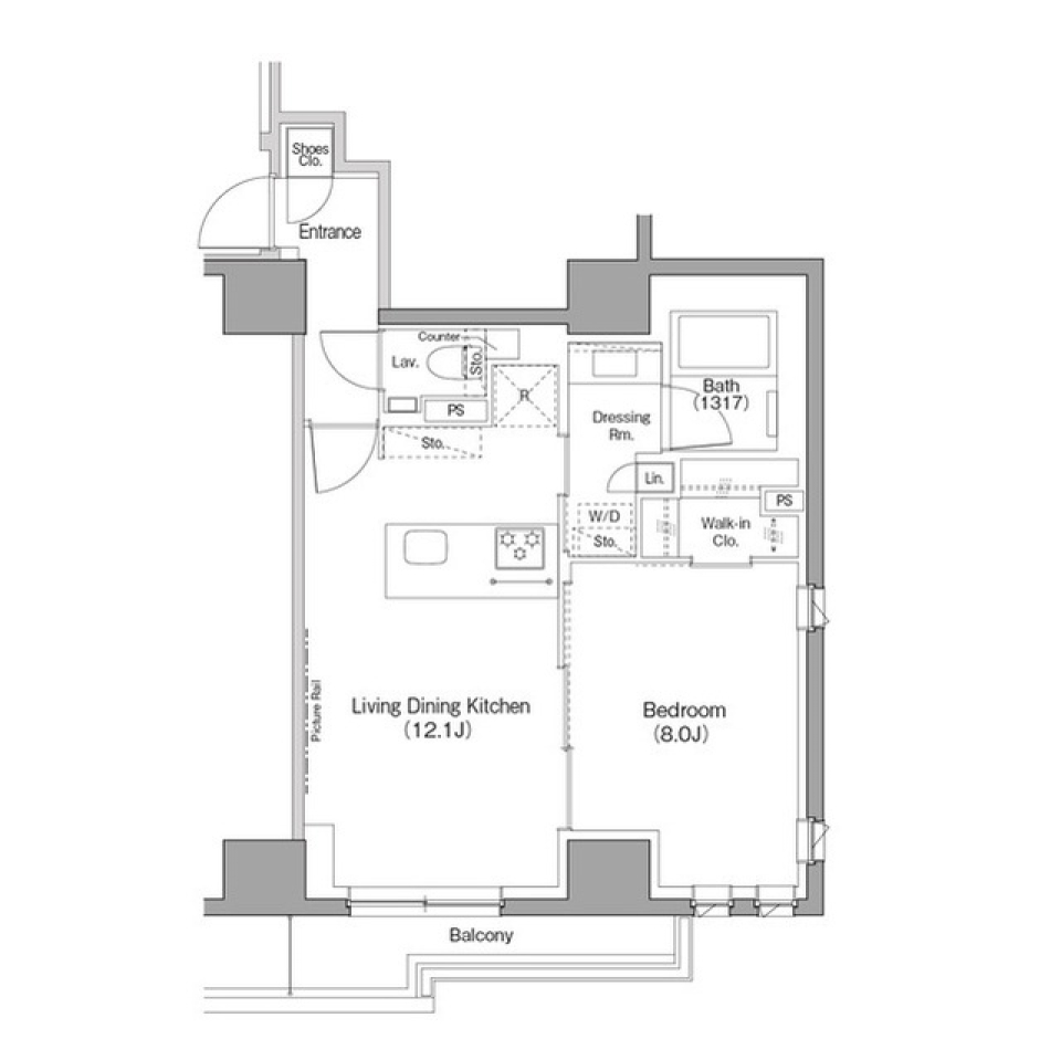 ザ・パークハビオ目黒フォート　405号室の間取り図