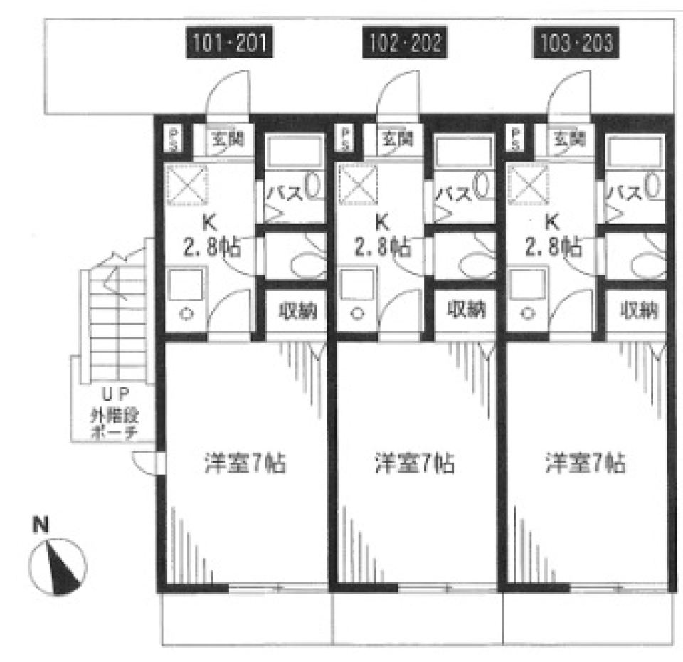 アンソレイユ武蔵野　102号室の間取り図