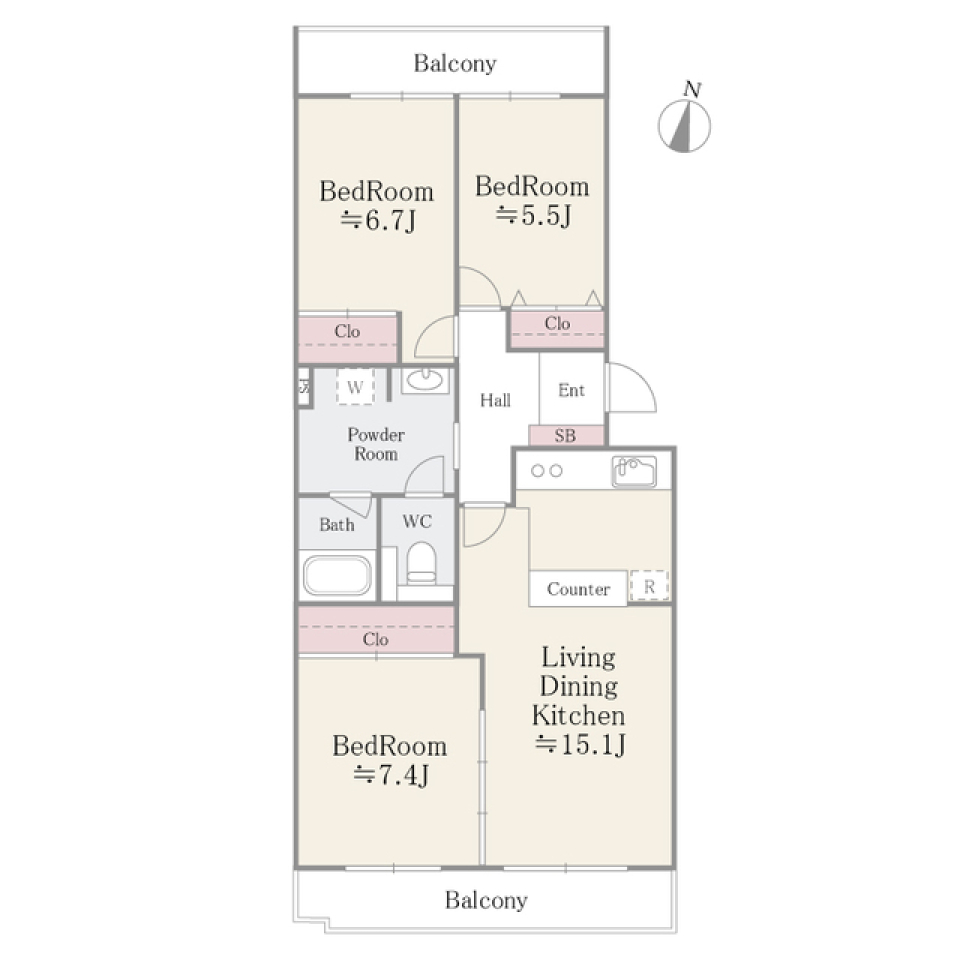 ラポール中川　２０２号室の間取り図