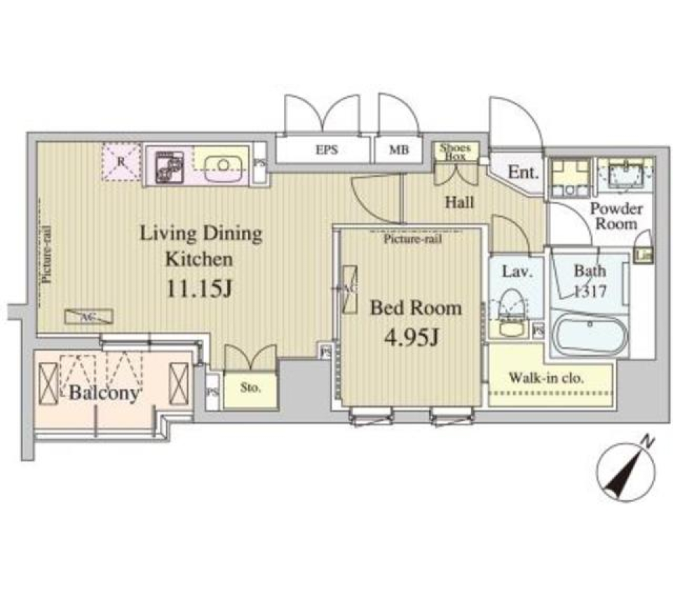 コートラクリア人形町　1006号室の間取り図